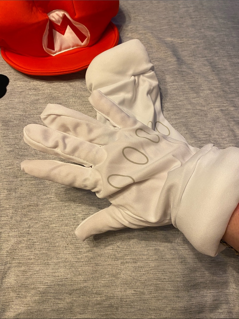 Super Mario Luigi Adult Hat & Gloves & Mustache Costume Accessories NWOT - Picture 3 of 6